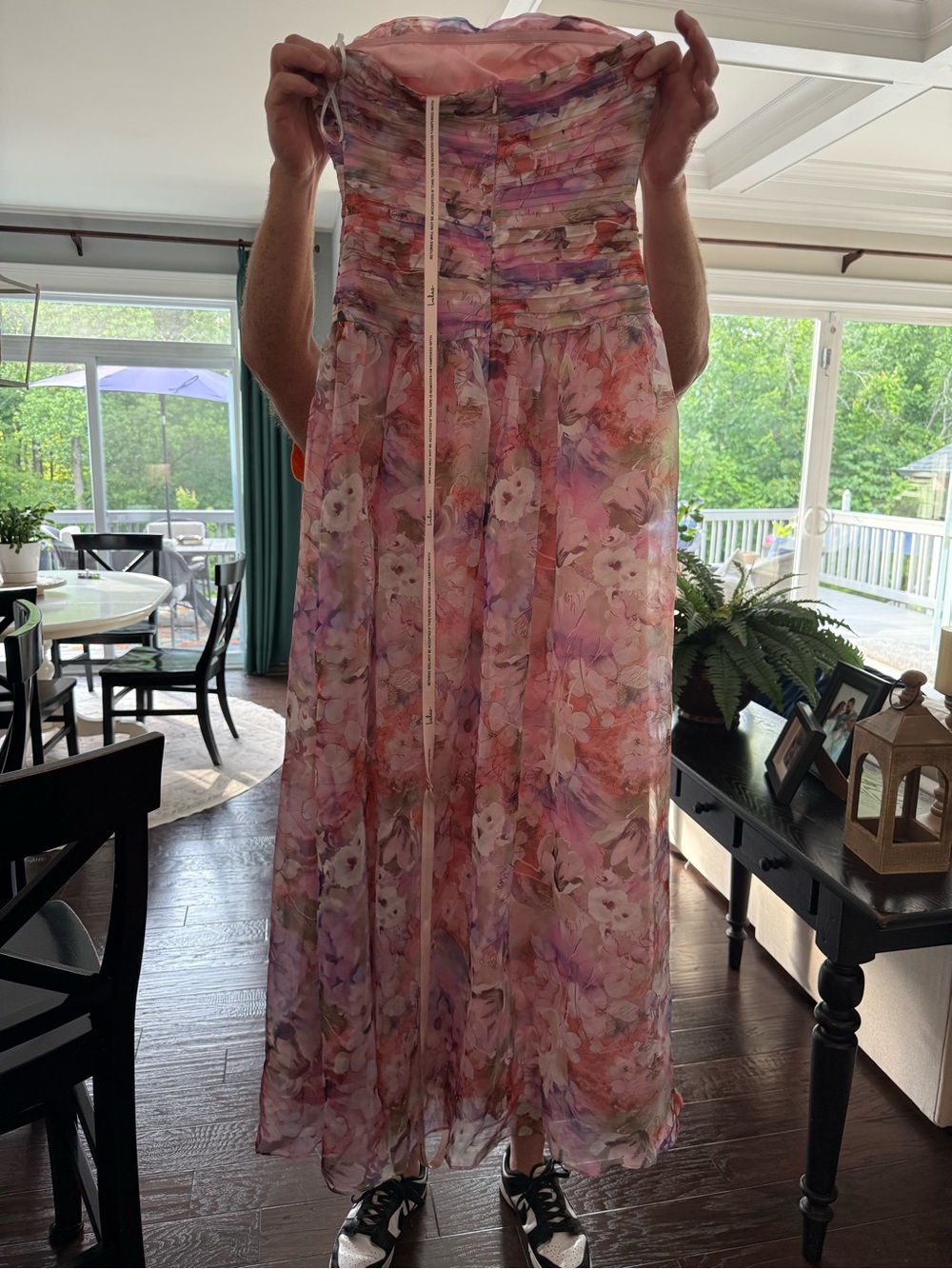 Lulu's Pink & Purple Floral Strapless Maxi Dress - Picture 2 of 6